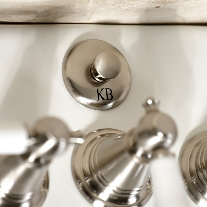 Victorian KB328PL Three-Handle Deck Mount Vertical Spray Bidet Faucet with Brass Pop-Up, Brushed Nickel