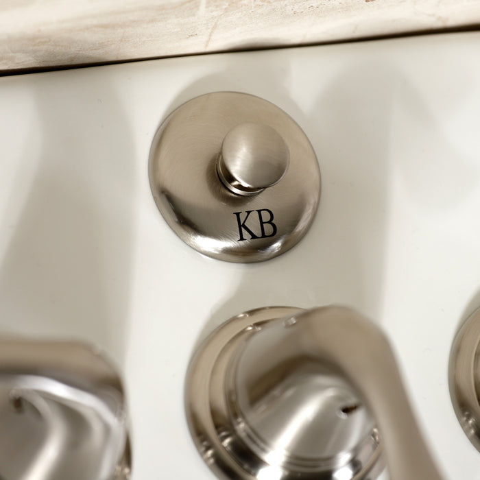 Kingston Tulare KB328YL - Royale Three-Handle Deck Mount Vertical Spray Bidet Faucet with Brass Pop-Up, Brushed Nickel