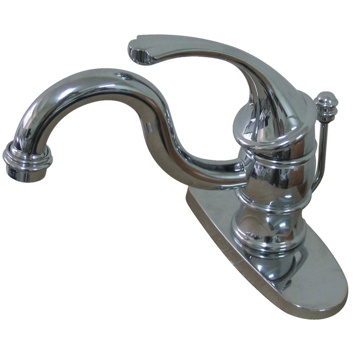 Kingston Heirloom KB3401GL - Georgian One-Handle 1-Hole Bathroom Faucet with Deck Plate and Pop-Up Drain, Polished Chrome