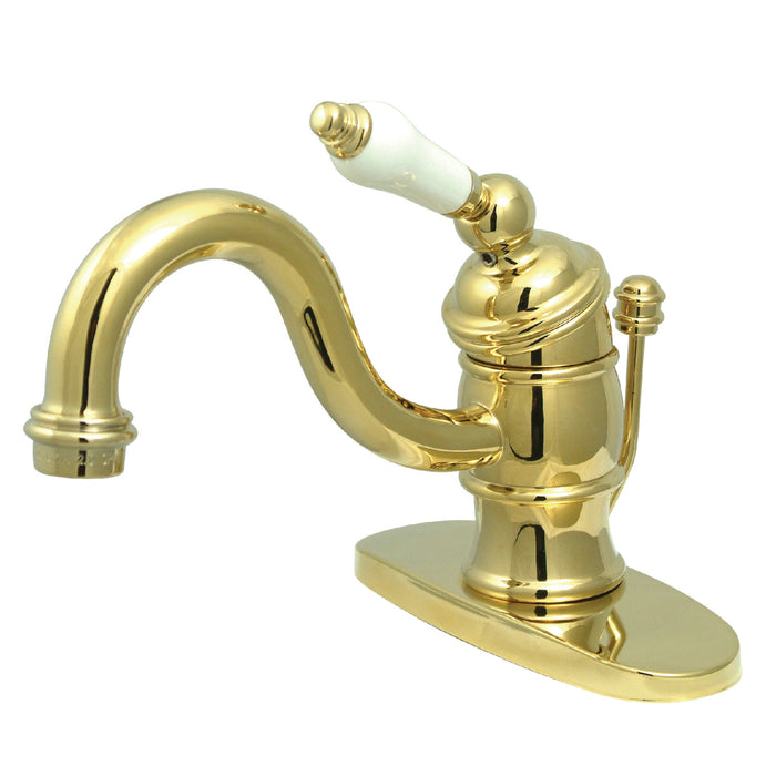 Victorian KB3402PL One-Handle 1-Hole Bathroom Faucet with Deck Plate and Pop-Up Drain, Polished Brass