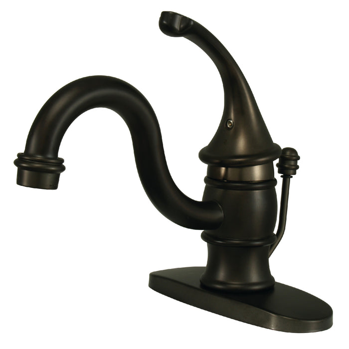 Kingston Heirloom KB3405GL - Georgian One-Handle 1-Hole Bathroom Faucet with Deck Plate and Pop-Up Drain, Oil Rubbed Bronze