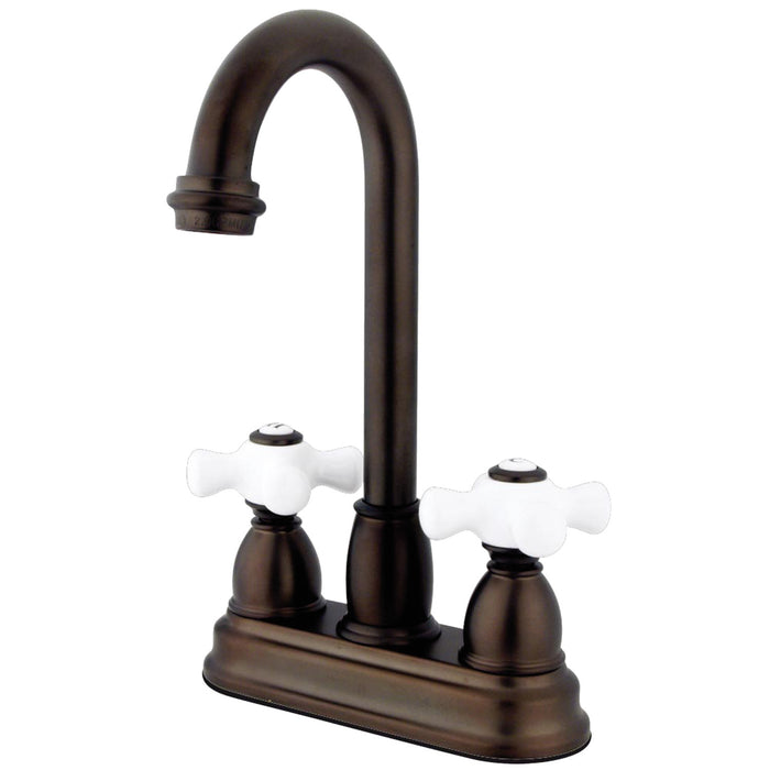 Kingston Heirloom KB3495PX - Restoration Two-Handle 2-Hole Deck Mount Bar Faucet, Oil Rubbed Bronze