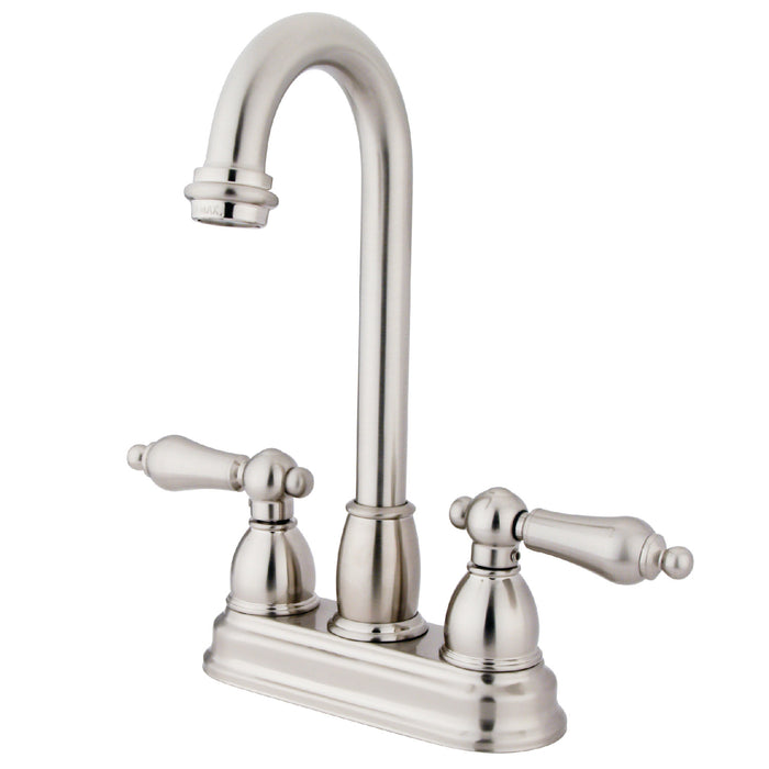 Kingston Tulare KB3498AL - Restoration Two-Handle 2-Hole Deck Mount Bar Faucet, Brushed Nickel