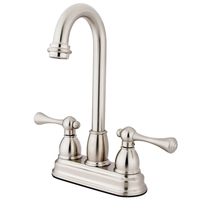 Kingston Tulare KB3498BL - Vintage Two-Handle 2-Hole Deck Mount Bar Faucet, Brushed Nickel