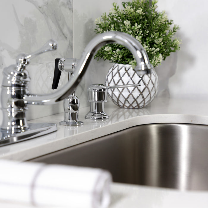 Kingston Heirloom KB3571BLBS - Vintage Single-Handle 2-or-4 Hole Kitchen Faucet with Brass Sprayer, Polished Chrome
