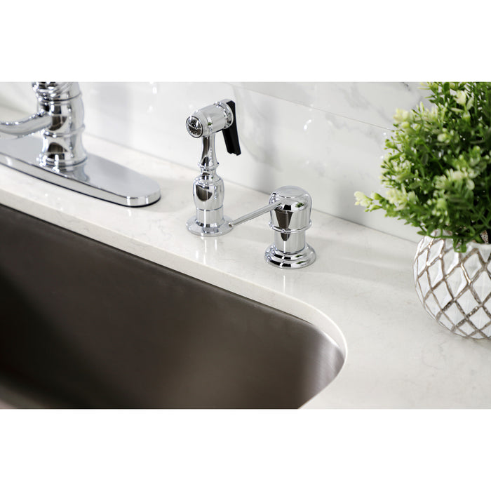 Kingston Heirloom KB3571BLBS - Vintage Single-Handle 2-or-4 Hole Kitchen Faucet with Brass Sprayer, Polished Chrome