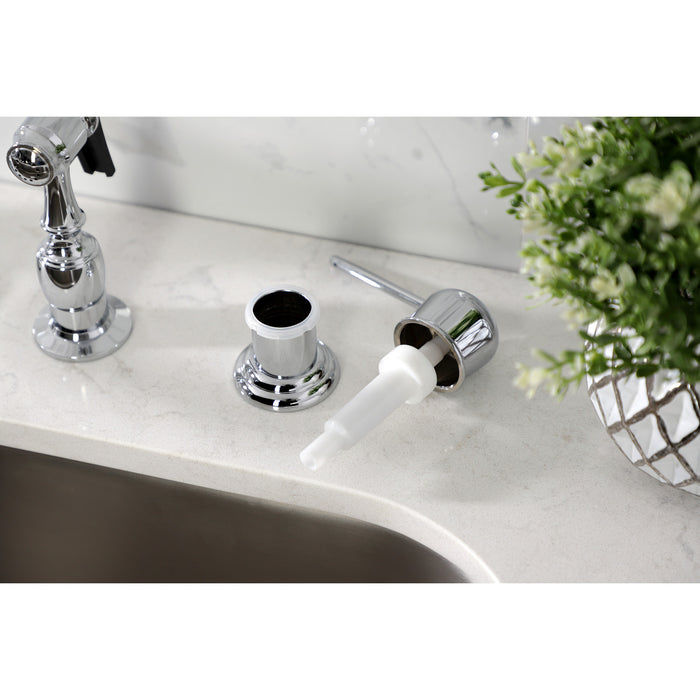 Kingston Heirloom KB3571BLBS - Vintage Single-Handle 2-or-4 Hole Kitchen Faucet with Brass Sprayer, Polished Chrome