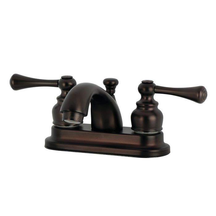 Kingston Tulare KB3605BL - Vintage Double-Handle 3-Hole Deck Mount 4-Inch Centerset Bathroom Faucet with Pop-Up Drain, Oil Rubbed Bronze