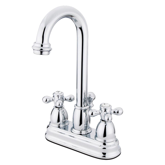 Kingston Heirloom KB3611AX - Restoration Double-Handle 3-Hole Deck Mount 4-Inch Centerset Bathroom Faucet with Pop-Up Drain, Polished Chrome