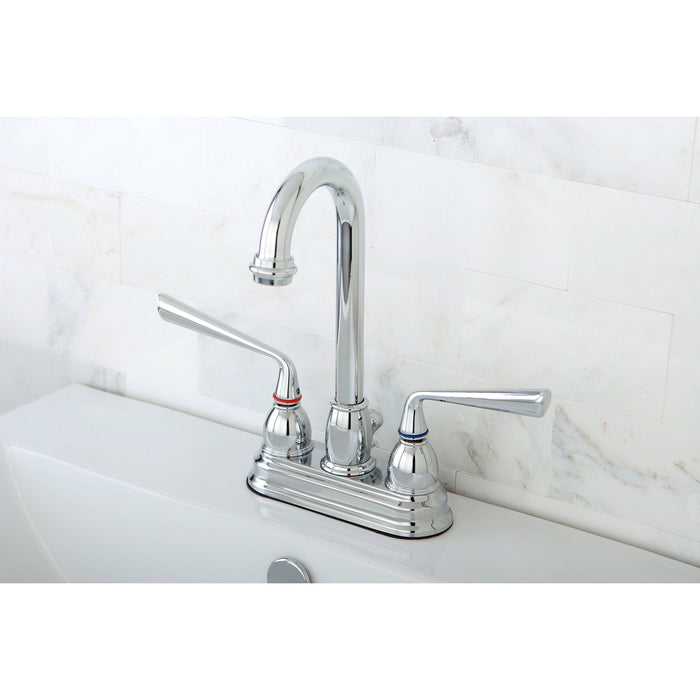 Kingston Tulare KB3611ZL - Silver Sage Double-Handle 3-Hole Deck Mount 4-Inch Centerset Bathroom Faucet with Pop-Up Drain, Polished Chrome