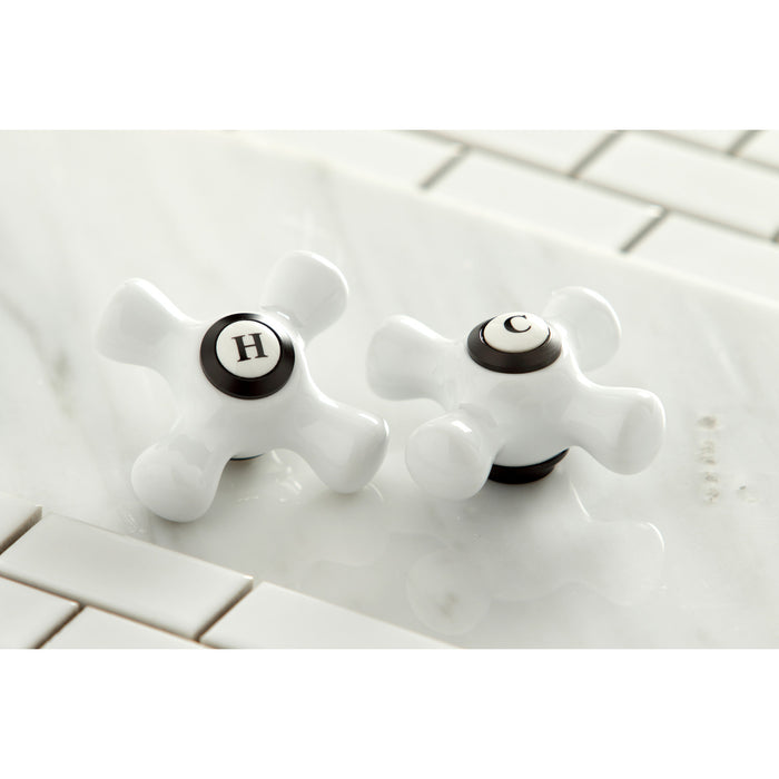 Kingston Tulare KB3615PX - Restoration Double-Handle 3-Hole Deck Mount 4-Inch Centerset Bathroom Faucet with Pop-Up Drain, Oil Rubbed Bronze