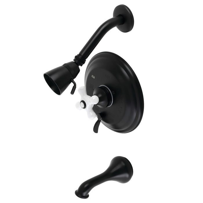 Kingston Heirloom KB36300PX - Restoration Single-Handle Pressure Balanced Tub and Shower Faucet, Matte Black