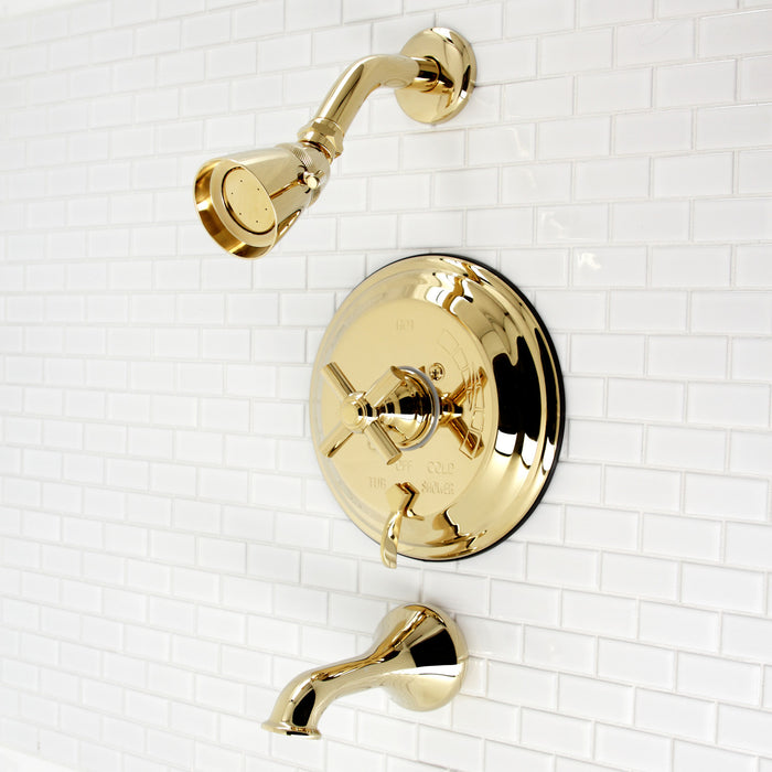 Kingston Tulare KB36320EX - Elinvar Single-Handle Pressure Balanced Tub and Shower Faucet, Polished Brass