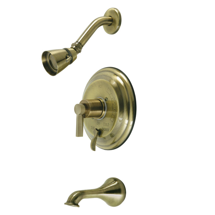 Kingston Tulare KB36330NDL - NuvoFusion Single-Handle Pressure Balanced Tub and Shower Faucet, Antique Brass