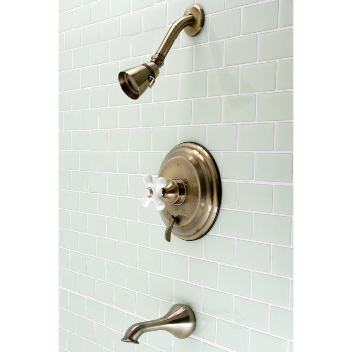 Kingston Heirloom KB36330PX - Restoration Single-Handle Pressure Balanced Tub and Shower Faucet, Antique Brass
