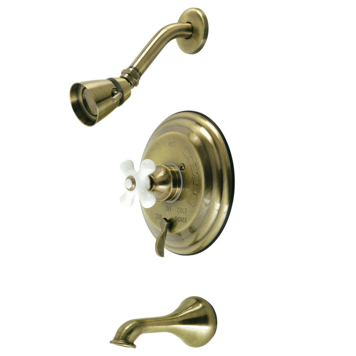 Kingston Heirloom KB36330PX - Restoration Single-Handle Pressure Balanced Tub and Shower Faucet, Antique Brass