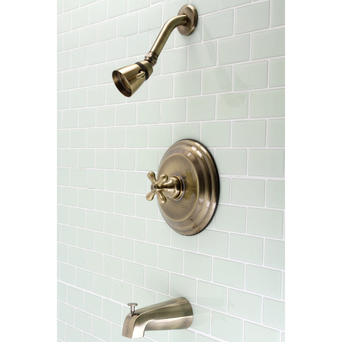 Kingston Heirloom KB3633AX - Restoration Single-Handle Pressure Balanced Tub and Shower Faucet, Antique Brass