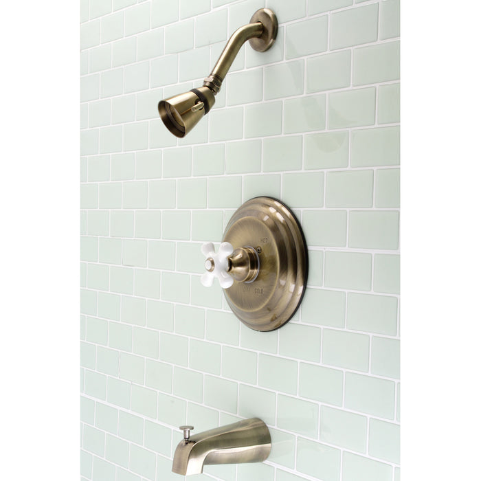 Kingston Heirloom KB3633PX - Restoration Single-Handle Pressure Balanced Tub and Shower Faucet, Antique Brass
