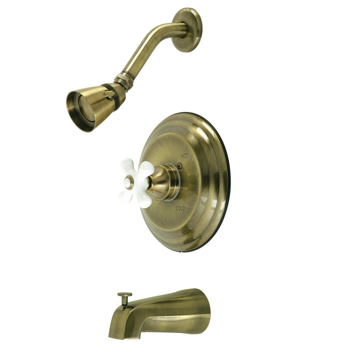 Kingston Heirloom KB3633PX - Restoration Single-Handle Pressure Balanced Tub and Shower Faucet, Antique Brass
