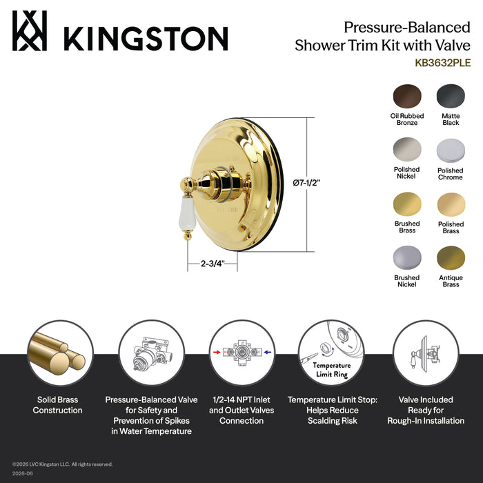 Kingston Restoration KB3635PLE Single-Handle Pressure Balanced Shower Valve and Trim Set, Oil Rubbed Bronze (Valve Included)