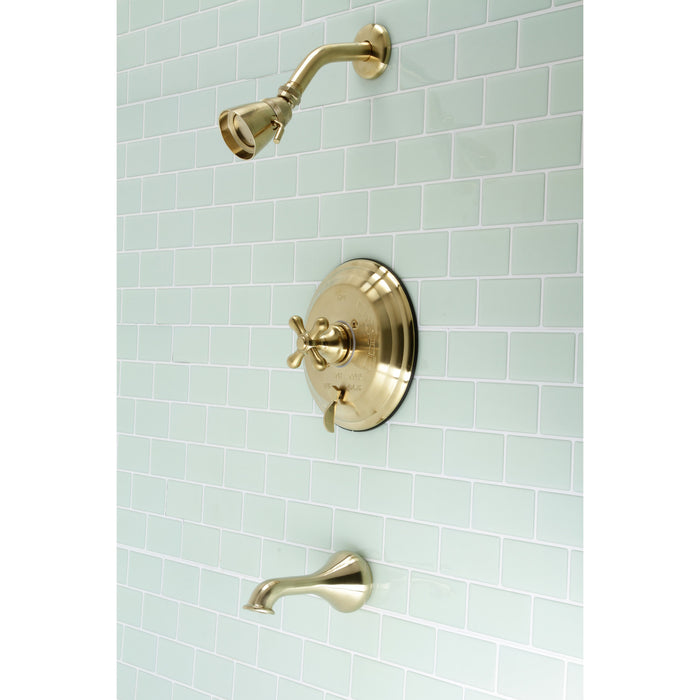Kingston Heirloom KB36370AX - Restoration Single-Handle Pressure Balanced Tub and Shower Faucet, Brushed Brass