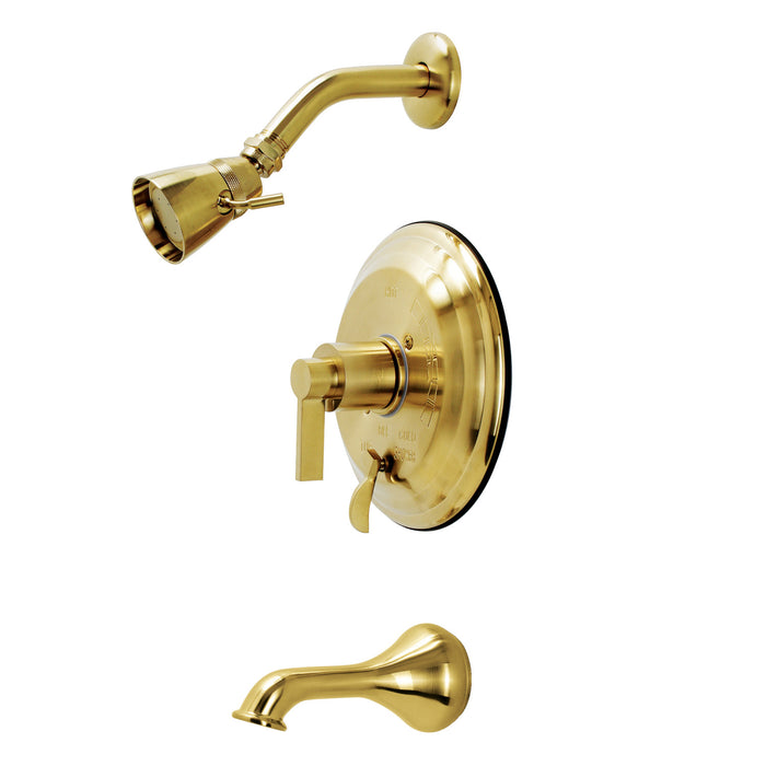 Kingston Tulare KB36370NDL - NuvoFusion Single-Handle Pressure Balanced Tub and Shower Faucet, Brushed Brass