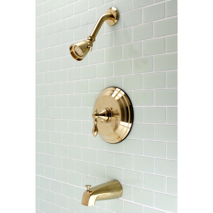 Kingston Heirloom KB3637ACL - American Classic Single-Handle Pressure Balanced Tub and Shower Faucet, Brushed Brass
