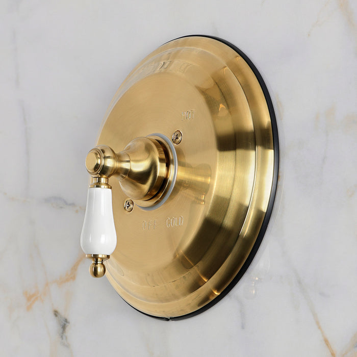 Kingston Restoration KB3637PLE Single-Handle Pressure Balanced Shower Valve and Trim Set, Brushed Brass (Valve Included)