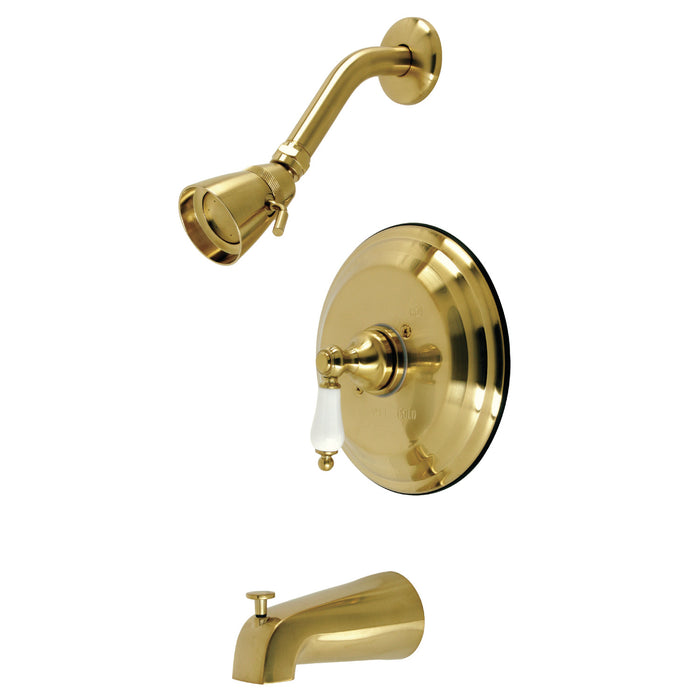 Kingston Heirloom KB3637PL - Restoration Single-Handle Pressure Balanced Tub and Shower Faucet, Brushed Brass