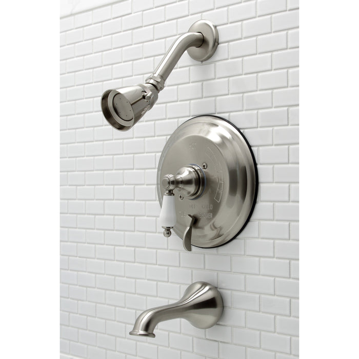 Kingston Heirloom KB36380PL - Restoration Single-Handle Pressure Balanced Tub and Shower Faucet, Brushed Nickel