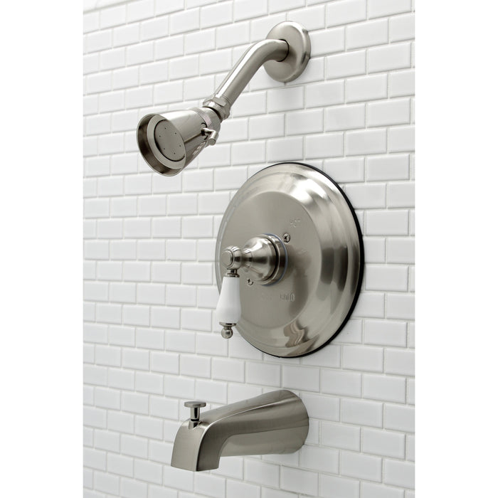 Kingston Heirloom KB3638PL - Restoration Single-Handle Pressure Balanced Tub and Shower Faucet, Brushed Nickel