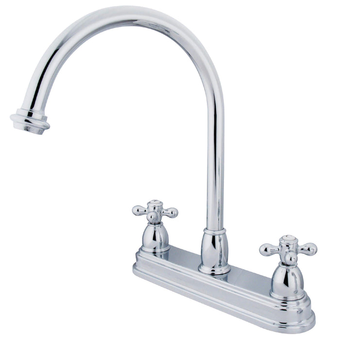 Kingston Heirloom KB3741AX - Restoration Two-Handle 3-Hole 8" Centerset Kitchen Faucet, Polished Chrome