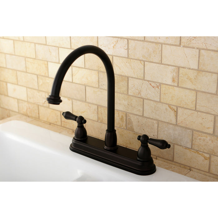 Kingston Heirloom KB3745AL - Restoration Two-Handle 3-Hole 8" Centerset Kitchen Faucet, Oil Rubbed Bronze