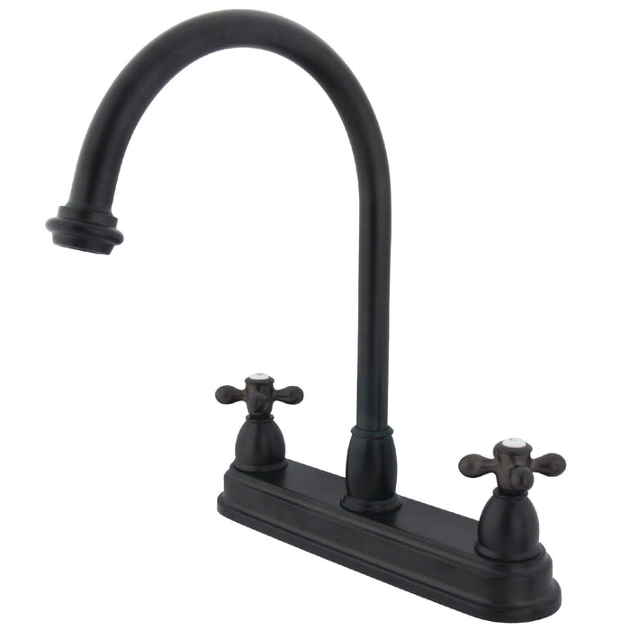Kingston Heirloom KB3745AX - Restoration Two-Handle 3-Hole 8" Centerset Kitchen Faucet, Oil Rubbed Bronze