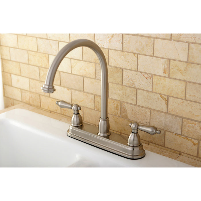 Kingston Heirloom KB3748AL - Restoration Two-Handle 3-Hole 8" Centerset Kitchen Faucet, Brushed Nickel