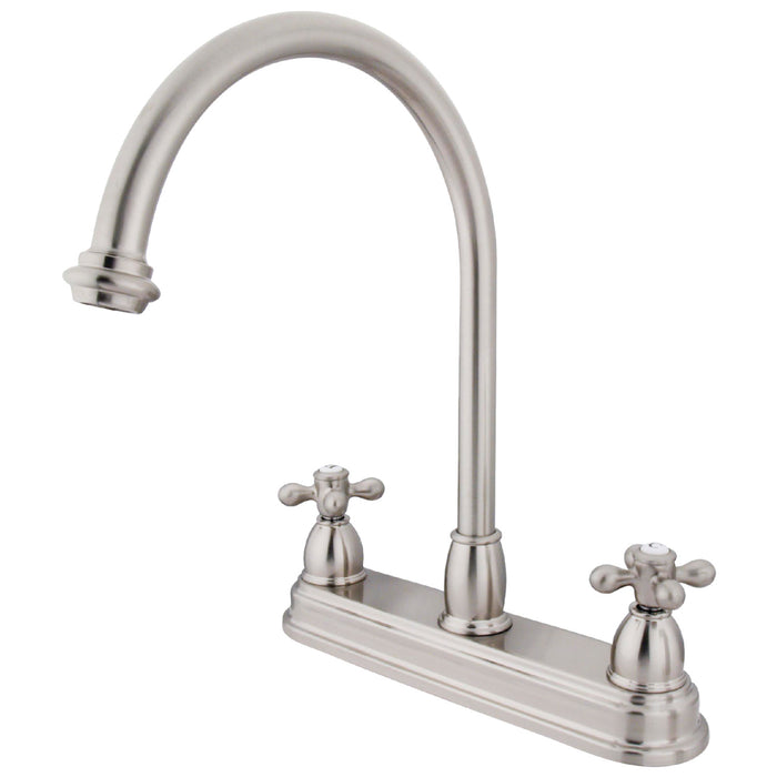Kingston Heirloom KB3748AX - Restoration Two-Handle 3-Hole 8" Centerset Kitchen Faucet, Brushed Nickel