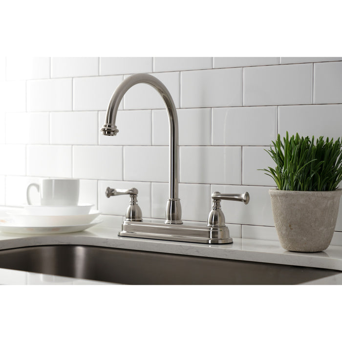 Kingston Tulare KB3748FLTwo-Handle 3-Hole 8" Centerset Kitchen Faucet, Brushed Nickel