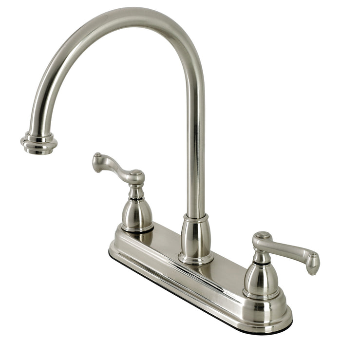 Kingston Tulare KB3748FLTwo-Handle 3-Hole 8" Centerset Kitchen Faucet, Brushed Nickel