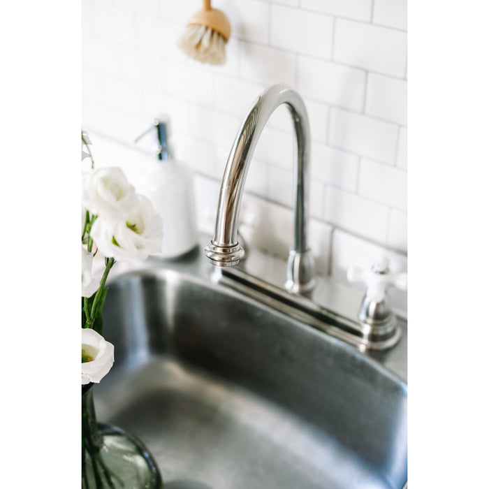 Kingston Heirloom KB3748PX - Restoration Two-Handle 3-Hole 8" Centerset Kitchen Faucet, Brushed Nickel