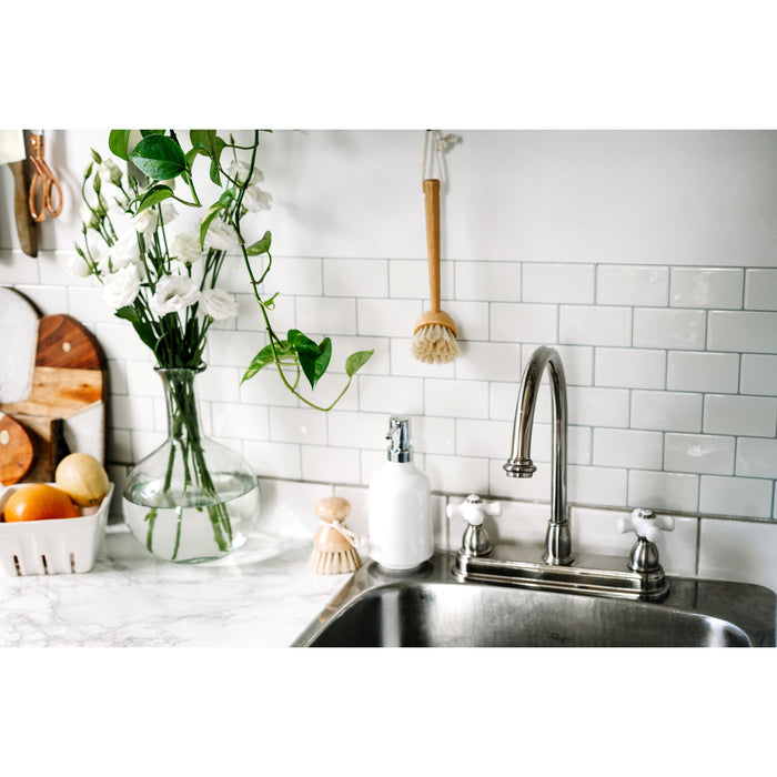 Kingston Heirloom KB3748PX - Restoration Two-Handle 3-Hole 8" Centerset Kitchen Faucet, Brushed Nickel