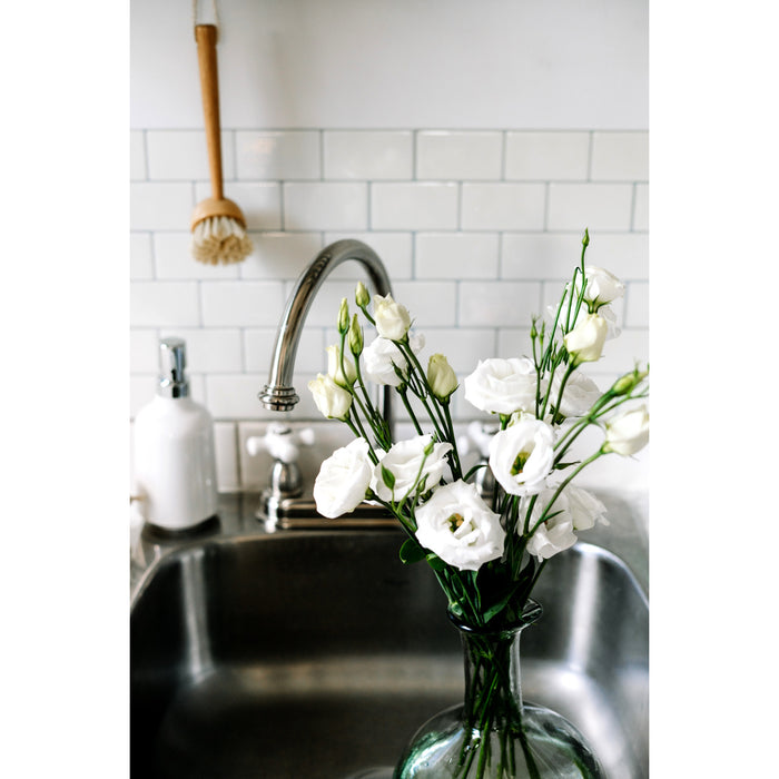 Kingston Heirloom KB3748PX - Restoration Two-Handle 3-Hole 8" Centerset Kitchen Faucet, Brushed Nickel