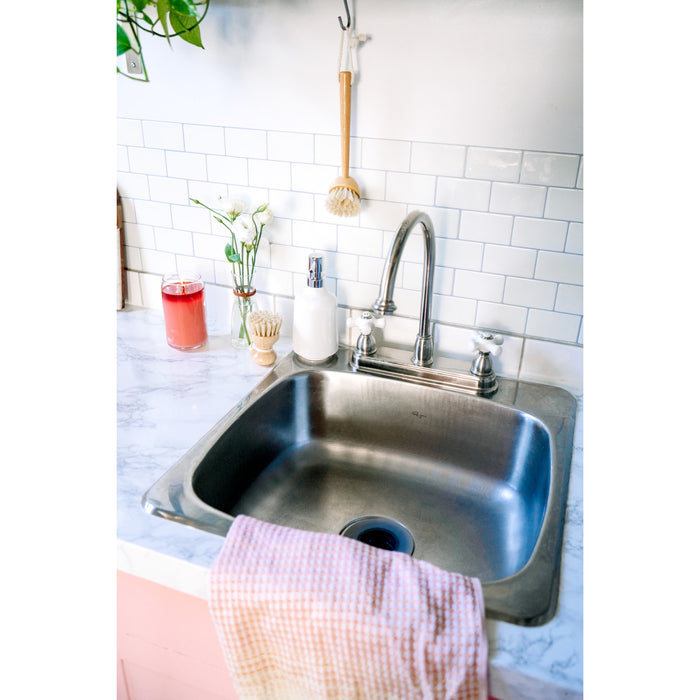 Kingston Heirloom KB3748PX - Restoration Two-Handle 3-Hole 8" Centerset Kitchen Faucet, Brushed Nickel