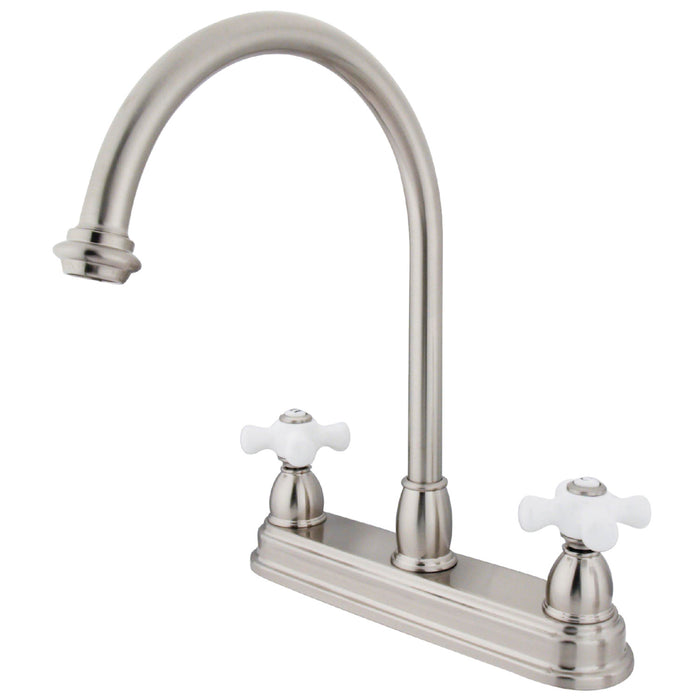 Kingston Heirloom KB3748PX - Restoration Two-Handle 3-Hole 8" Centerset Kitchen Faucet, Brushed Nickel
