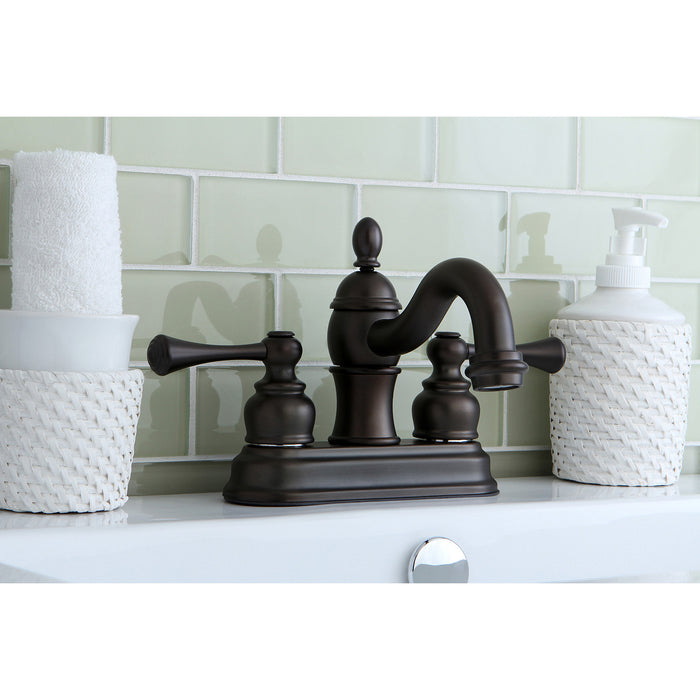 Kingston Vintage KB3905BL Double-Handle 3-Hole Deck Mount 4-Inch Centerset Bathroom Faucet with Pop-Up Drain, Oil Rubbed Bronze