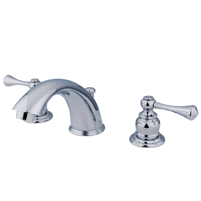 Kingston Tulare KB3971BL - Vintage Two-Handle 3-Hole Deck Mount Widespread Bathroom Faucet with Pop-Up Drain, Polished Chrome