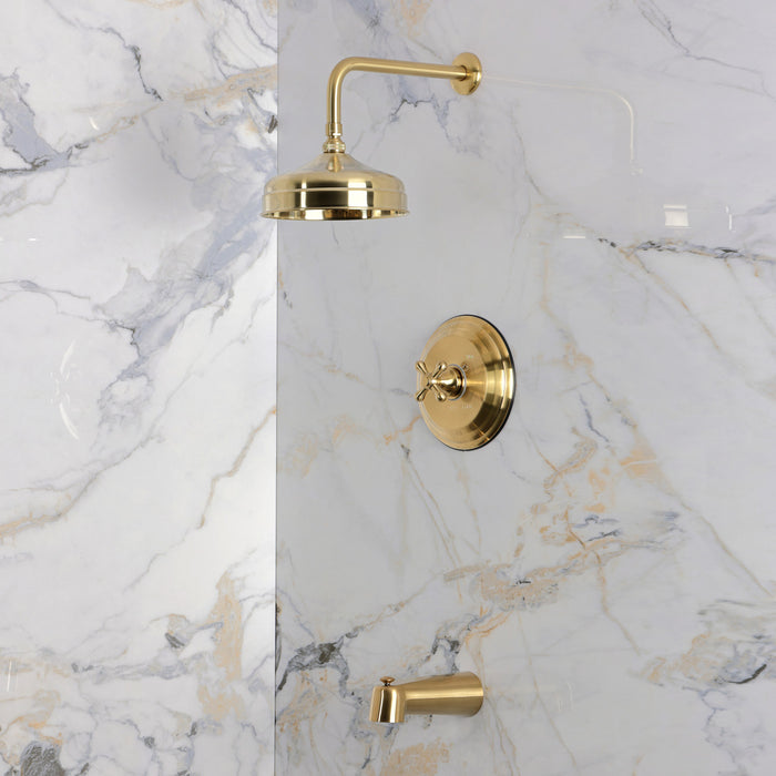 Kingston Restoration KB4437AX Single-Handle Pressure Balanced Tub and Shower Faucet, Brushed Brass