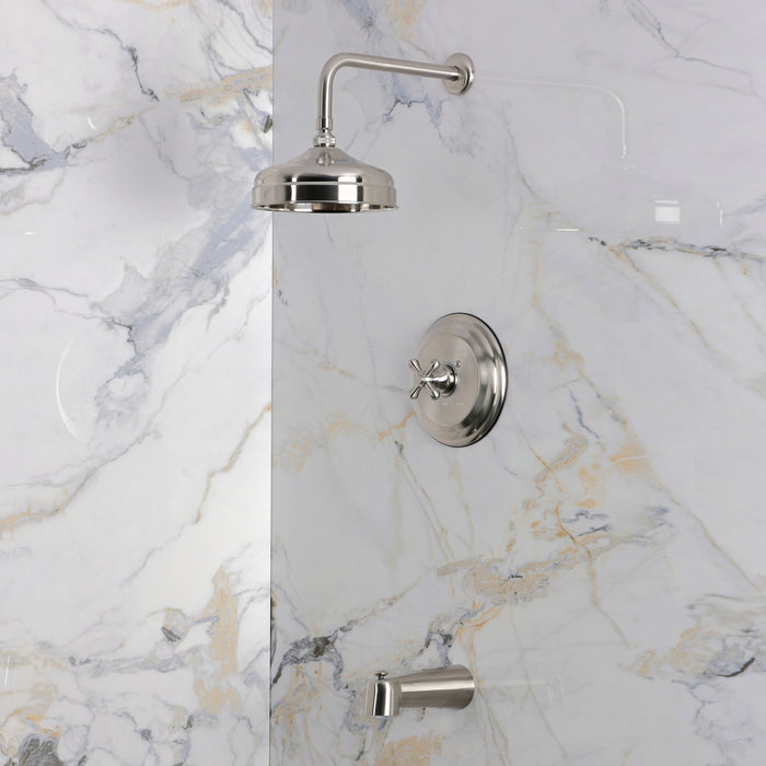 Kingston Restoration KB4438AX Single-Handle Pressure Balanced Tub and Shower Faucet, Brushed Nickel