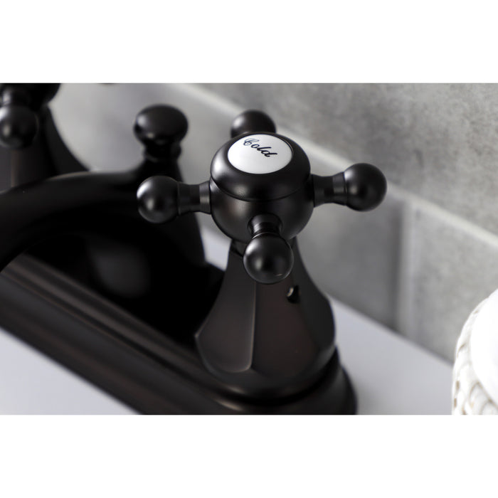Kingston Tulare KB4605BX - Metropolitan Double-Handle 3-Hole Deck Mount 4-Inch Centerset Bathroom Faucet with Pop-Up Drain, Oil Rubbed Bronze
