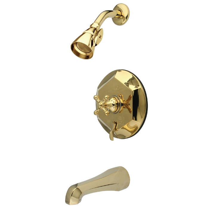 Kingston Tulare KB46320BX - English Vintage Single-Handle Pressure Balanced Tub and Shower Faucet, Polished Brass