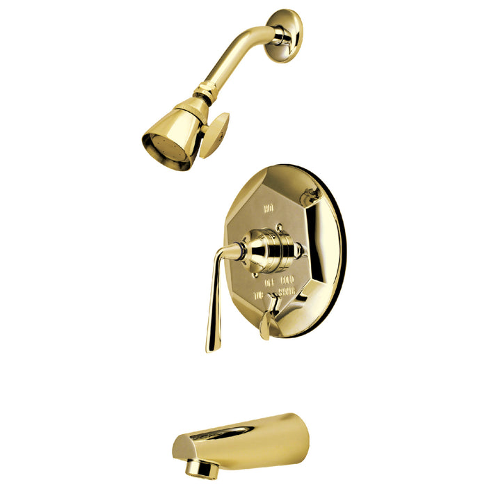 Kingston Tulare KB46320ZL - Silver Sage Single-Handle Pressure Balanced Tub and Shower Faucet, Polished Brass